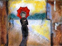 Frau mit rotem Schirm by Ursula Besuden-Loesken
