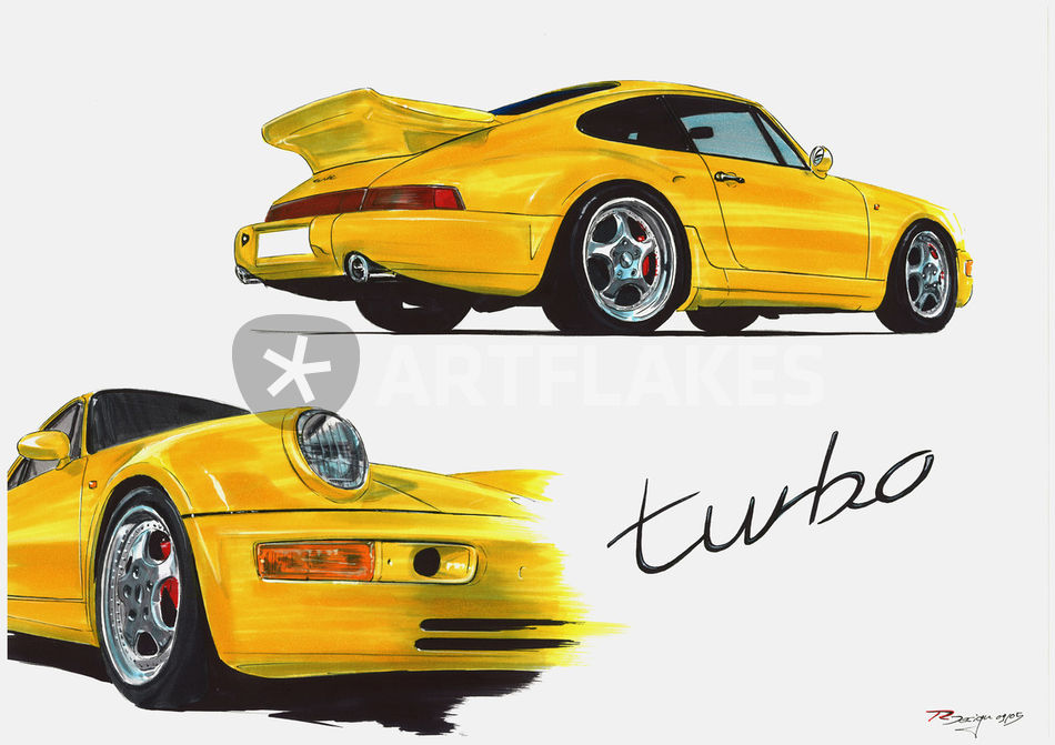 Porsche 911 964 Turbo S Leichtbau Drawing Art Prints And Posters By Rdesign Artflakes Com