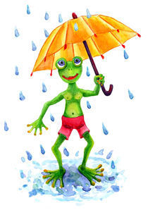 Frosch mit Regenschirm von Cathleen Ahrens