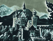 Schloss Neuschwanstein als Solarisation in Schwarzweiss von Gerhard Bumann
