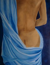 'lady un blue-Ölgemälde' by theresa-digitalkunst