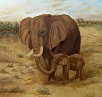 Elefanten-Ölgemälde 1m x1m by theresa-digitalkunst