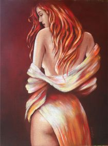 Rote weibliche Schönheit - erotische Malerei by Marita Zacharias