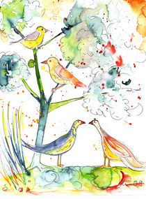 Vögel im Baum by Bärbel Hinüber
