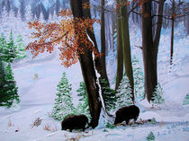 Wildschweine im Winterwald by Gräfin Vroni von Burgstein