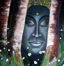 Waldbuddha Ölmalerei auf Leinwand by Irena Scholz