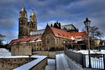 Magdeburger Dom und Festungsanlage Cleve im Winter von magdeburgerin
