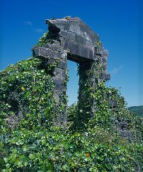 Ruine eines Hauseingangs auf den Azoren, Portugal, Europa 