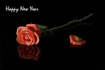Happy New Year , Red Rose, Greeting Card by Soumen Nath
