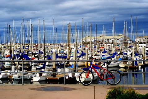 Red-bicycle-in-marina-dsc-6455