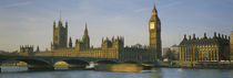 Barge in a river, Thames River, Big Ben, City Of Westminster, London, England by Panoramic Images