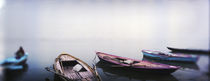 Row boats in a river, Ganges River, Varanasi, Uttar Pradesh, India by Panoramic Images