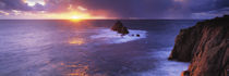 Sunset over the sea, Land's End, Cornwall, England by Panoramic Images