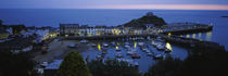 High angle view of boats docked at the harbor, Devon, England by Panoramic Images