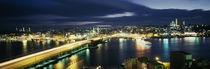 High angle view of a bridge lit up at night, Istanbul, Turkey von Panoramic Images