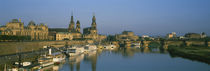Boats Moored At A Harbor, Elbe River, Dresden, Germany by Panoramic Images