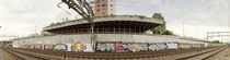 Graffiti on the wall along a railroad track, Basel, Switzerland von Panoramic Images