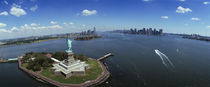 Aerial view of a statue, Statue of Liberty, New York City, New York State, USA by Panoramic Images