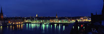 Buildings in a city lit up at night, Gamla Stan, Stockholm, Sweden by Panoramic Images