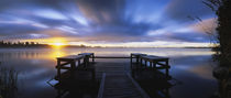 Panoramic view of a pier at dusk, Vuoksi River, Imatra, Finland by Panoramic Images