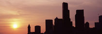 Silhouette of buildings at dusk, Seattle, King County, Washington State, USA von Panoramic Images
