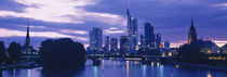 Buildings lit up at night, Frankfurt, Germany by Panoramic Images