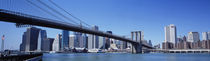 USA, New York State, New York City, Brooklyn Bridge, Skyscrapers in a city by Panoramic Images