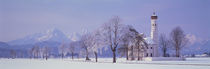 Panorama Print - Winter -St Koloman Kirche Schwangau Deutschland  von Panoramic Images