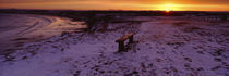 Bench On A Snow Covered Landscape, Filey Bay, Yorkshire, England, United Kingdom von Panoramic Images