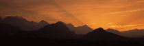 Silhouette of mountains at sunset, European Alps, Bavaria, Germany by Panoramic Images