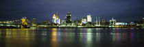 Buildings at the waterfront lit up at night, Ohio River, Cincinnati, Ohio, USA by Panoramic Images