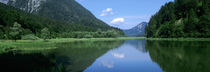 Mountains overlooking a lake, Weitsee Lake, Bavaria, Germany by Panoramic Images