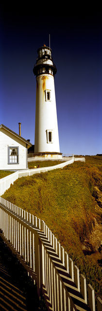 Lighthouse on a cliff, Pigeon Point Lighthouse, California, USA by Panoramic Images