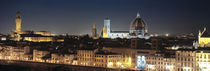 Buildings lit up at night, Florence, Tuscany, Italy by Panoramic Images