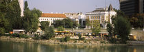 Restaurants and bars at the waterfront, Danube Channel, Vienna, Austria by Panoramic Images