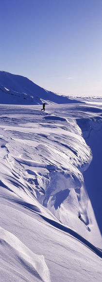 Person walking on a snow covered mountain, Snaefellsnes Peninsula, Iceland von Panoramic Images