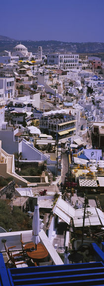 High angle view of a town, Fira, Santorini, Greece by Panoramic Images