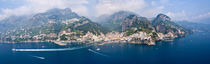 Aerial view of towns, Amalfi, Atrani, Amalfi Coast, Salerno, Campania, Italy by Panoramic Images