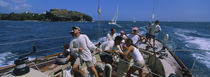 Group of people racing in a sailboat, Grenada von Panoramic Images