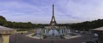 Fountain in front of a tower, Eiffel Tower, Paris, France by Panoramic Images