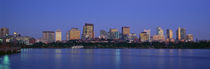 Buildings at the waterfront lit up at night, Boston, Massachusetts, USA by Panoramic Images