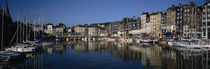 Boats docked at a harbor, Honfleur, Normandy, France by Panoramic Images