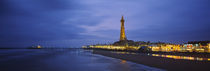 Buildings lit up at dusk, Blackpool Tower, Blackpool, Lancashire, England by Panoramic Images
