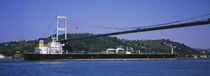 Boat passing under a bridge, Faith Bridge, Babek, Bosphorus, Istanbul, Turkey