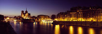 Buildings lit up at night, Notre Dame, Seine River, Paris, Ile-De-France, France by Panoramic Images