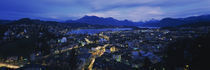 Aerial view of a city at dusk, Lucerne, Switzerland by Panoramic Images
