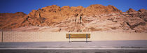 Bench in front of rocks, Red Rock Canyon State Park, Nevada, USA von Panoramic Images