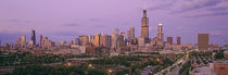 Panorama Print - Cityscape bei Sonnenuntergang Illinois, USA von Panoramic Images