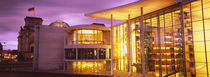 Buildings lit up at dusk, Paul Lobe Haus, The Reichstag, Berlin, Germany von Panoramic Images