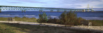 Suspension bridge across a strait, Mackinac Bridge, Mackinaw City, Michigan, USA by Panoramic Images